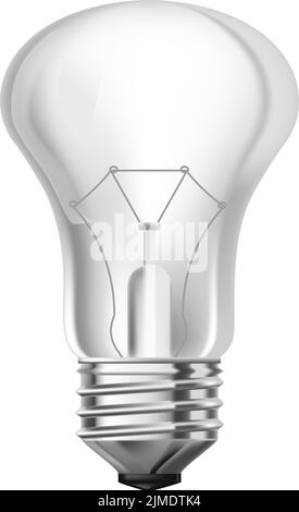 Incandescent bulb light, lamp shape closeup vector Stock Vector