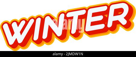 Winter lettering isolated on white colourful text effect design vector. Ice cold frozen weather. Text or inscriptions in English. The modern and creat Stock Vector