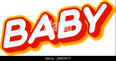 Baby. Cute phrase lettering isolated on white colourful text effect design vector. Text or inscriptions in English. The modern and creative design has Stock Vector
