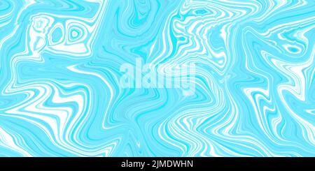 Pastel blue seamless marble pattern with psychedelic swirls. Vector liquid acrylic texture. Flow art. Trippy 70s textile background. Tie dye simple ar Stock Vector