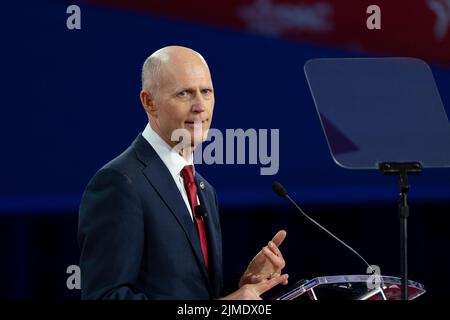 Dallas, TX - August 5, 2022: Senator Rick Scott speaks during CPAC Texas 2022 conference at Hilton Anatole Stock Photo