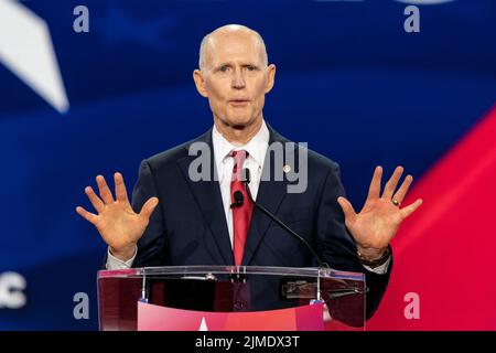 Dallas, TX - August 5, 2022: Senator Rick Scott speaks during CPAC Texas 2022 conference at Hilton Anatole Stock Photo