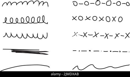 Hand drawn black dividing lines on a white background Stock Vector