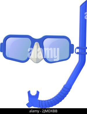 Blue snorkeling mask. Diving equipment , extreme summer vacatiom leisure concept. Stock vector illustration isolated on white background Stock Vector