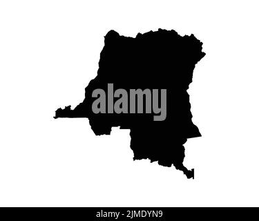 Democratic Republic of the Congo Map. DRC DORC DR Congo Country Map. Congolese Black and White National Outline Geography Border Boundary Shape Territ Stock Vector
