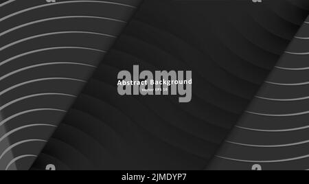 Abstract black background with volume stripes creating texture Stock Vector