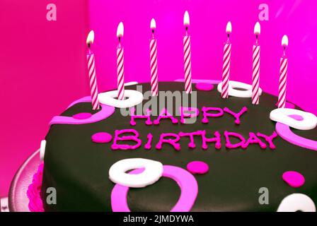 Pink Birthday Cake Celebration Stock Photo