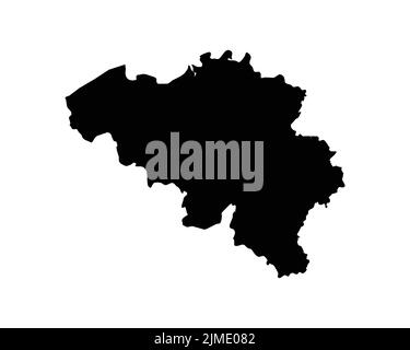 Belgium Map. Belgian Country Map. Black and White National Outline Border Boundary Shape Geography Territory EPS Vector Illustration Clipart Stock Vector