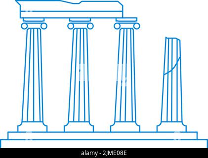 Ruins of ancient Greek landmark, columns pillars Stock Vector