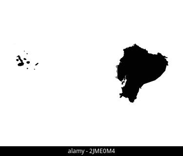 Ecuador Map. Ecuadorian Country Map. Black and White National Nation Outline Geography Border Boundary Shape Territory Vector Illustration EPS Clipar Stock Vector