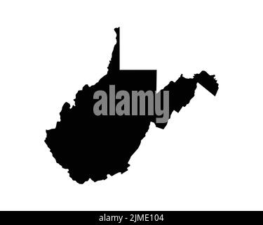 West Virginia US Map. WV USA State Map. Black and White West Virginian State Border Boundary Line Outline Geography Territory Shape Vector Illustratio Stock Vector