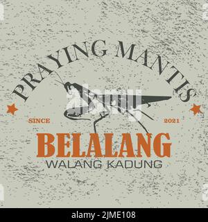 A vintage praying mantis logo with old background Stock Vector