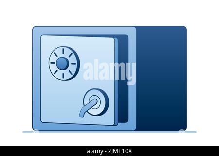 Strongbox with open door. Safe deposit isolated on white background. Trendy style vector illustration Stock Vector