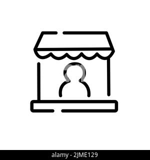 Market, shop icon, color, line, outline vector sign, linear style pictogram isolated on white. Symbol, logo illustration Stock Vector