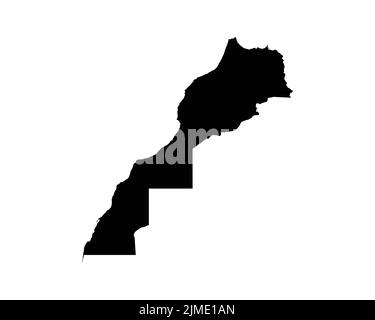 Morocco Map. Moroccan Country Map. Black and White National Nation Outline Geography Border Boundary Shape Territory Vector Illustration EPS Clipart Stock Vector