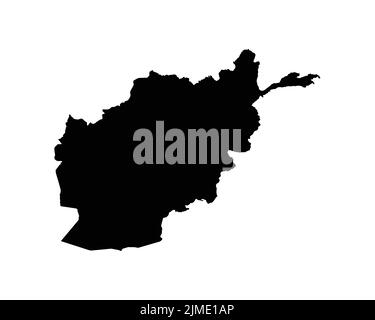 Afghanistan Map. Afghan Country Map. Black and White National Outline Boundary Border Shape Geography Territory EPS Vector Illustration Clipart Stock Vector