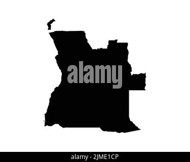 Angola Country Map. Black silhouette and outline isolated on white ...