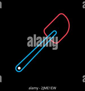 Silicone kitchen spatula vector isolated on the black icon. Kitchen appliances. Graph symbol for cooking web site design, logo, app, UI Stock Vector
