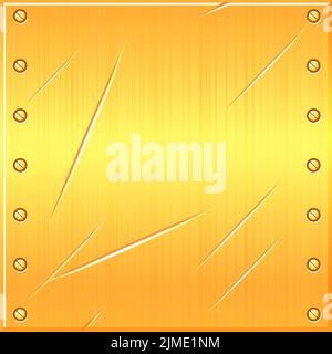 Seamless old golden metal or iron textured background. Vector illustration of a metallic pattern with cracks. Stock Vector