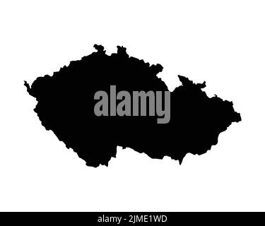 Czech Republic Map. Czechia Country Map. Bohemia Black and White National Outline Geography Border Boundary Shape Territory EPS Vector Illustration Cl Stock Vector