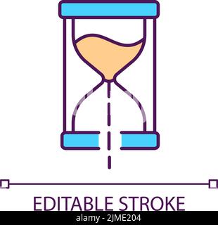 Sand falling in hourglass RGB color icon Stock Vector