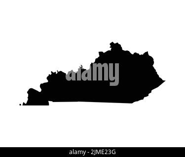 Kentucky US Map. KY USA State Map. Black and White Kentuckian State Border Boundary Line Outline Geography Territory Shape Vector Illustration EPS Cli Stock Vector