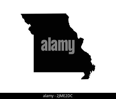 Missouri US Map. MO USA State Map. Black and White Missourian State Border Boundary Line Outline Geography Territory Shape Vector Illustration EPS Cli Stock Vector