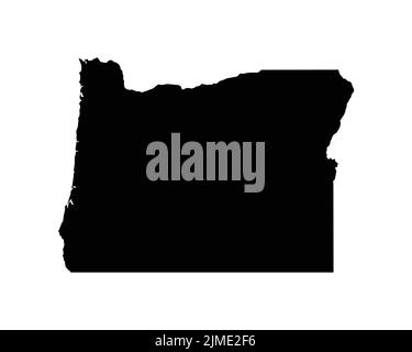 Oregon US Map. OR USA State Map. Black and White Oregonian State Border Boundary Line Outline Geography Territory Shape Vector Illustration EPS Clipar Stock Vector