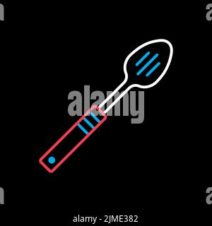 Spoon for draining vector isolated on the black icon. Kitchen appliances. Graph symbol for cooking web site design, logo, app, UI Stock Vector