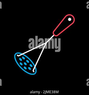 Potato masher vector isolated on the black icon. Kitchen appliances. Graph symbol for cooking web site design, logo, app, UI Stock Vector