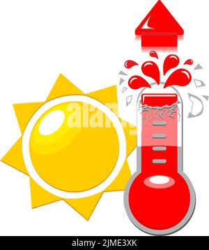 Hot weather, abnormally high temperature global warming on the planet. Vector Stock Vector