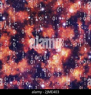 Codes of numbers on space background Stock Photo