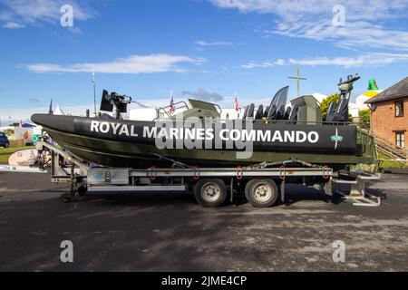 EXETER, DEVON, UK - JULY 1, 2022 Devon County Show - Royal Marines Commando inflatable boat on the trade stand and display Stock Photo
