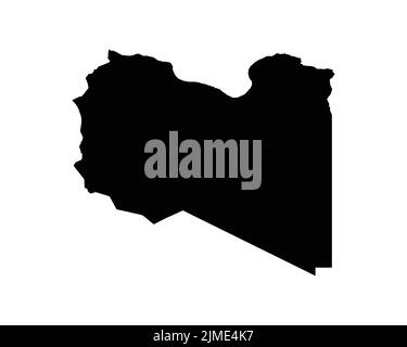 Libya Map. Libyan Country Map. Black and White National Nation Outline Geography Border Boundary Shape Territory Vector Illustration EPS Clipart Stock Vector