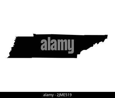 Tennessee US Map. TN USA State Map. Black and White Tennessean State Border Boundary Line Outline Geography Territory Shape Vector Illustration EPS Cl Stock Vector