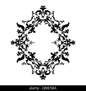 Vintage ornate pattern for frame in baroque style. Floral decorative ornament for border decoration. Black and white. Vector illustration. Stock Vector