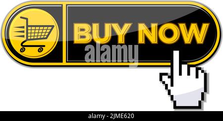 Buy now click button here. Online shopping template. Vector on transparent background Stock Vector