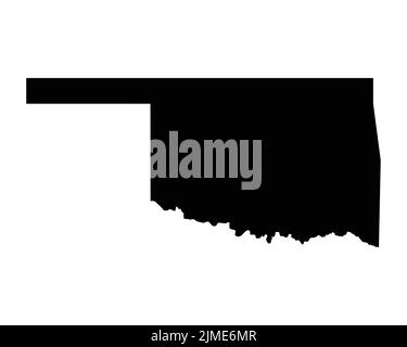 Oklahoma US Map. OK USA State Map. Black and White Oklahoman State Border Boundary Line Outline Geography Territory Shape Vector Illustration EPS Clip Stock Vector