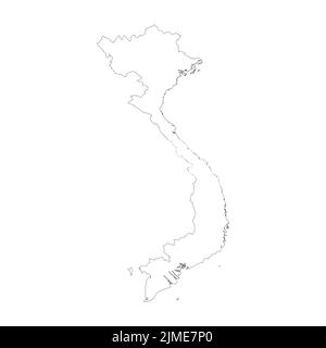 Vietnam - solid black outline border map of country area. Simple flat ...