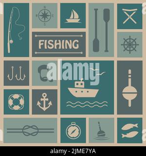 Set icons, fishing Stock Photo
