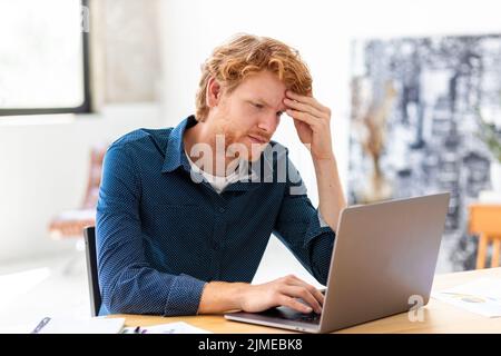 Portrait of puzzled, tired stressed young man depression, bankruptcy, overwork Stock Photo