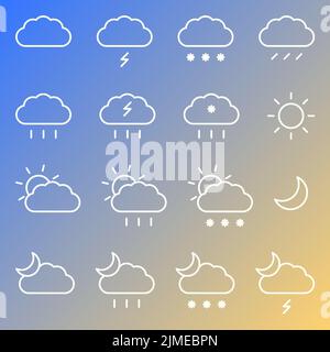 Weather forecast. Outline isolated web icons set. Stock Vector