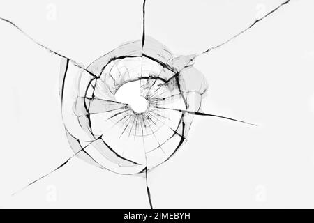 Texture of cracks from a shot on broken glass. Stock Photo