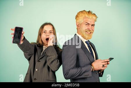 Billionaire. bearded dad dyed hair. kid oversized jacket. Business people discussion. Successful family team. entrepreneurship. business negotiation Stock Photo