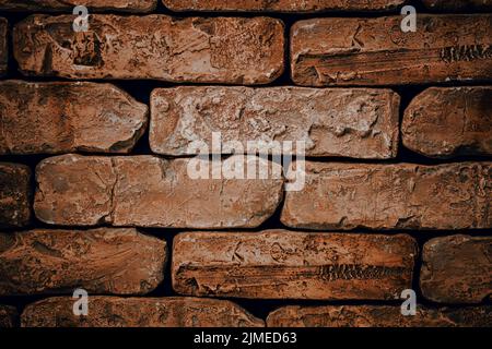 Brick wall close-up. Abstract red brick background Stock Photo