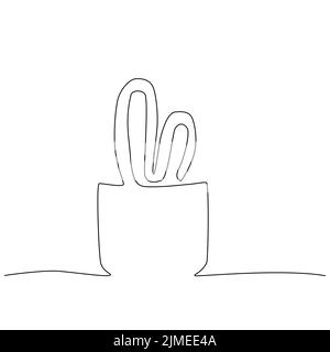 Continuous line drawing of a flowers pots. Beautiful flowers isolated white background. Vector illustration Stock Vector