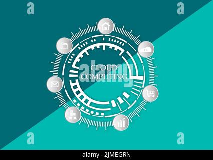 graphics drawing Cloud Computing network connection communication vector illustration Stock Vector