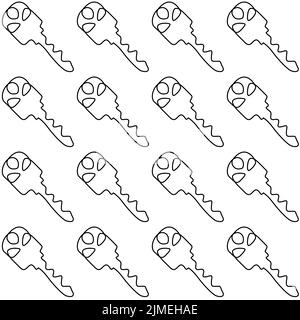 Keys seamless pattern. Minimalist continuous line key background. Vector illustration for real estate sale, security Stock Vector