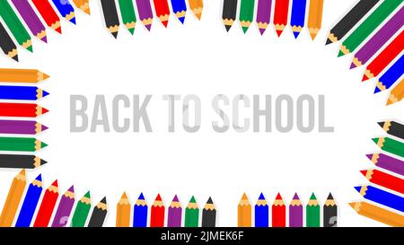 flat lay back to school with copy space flat lay pencil color illustration vector,best for background and poster or promotion back to school Stock Vector