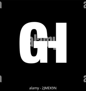 A vector design logo of white GH monogram. GH company name initial letters icon on black background Stock Vector
